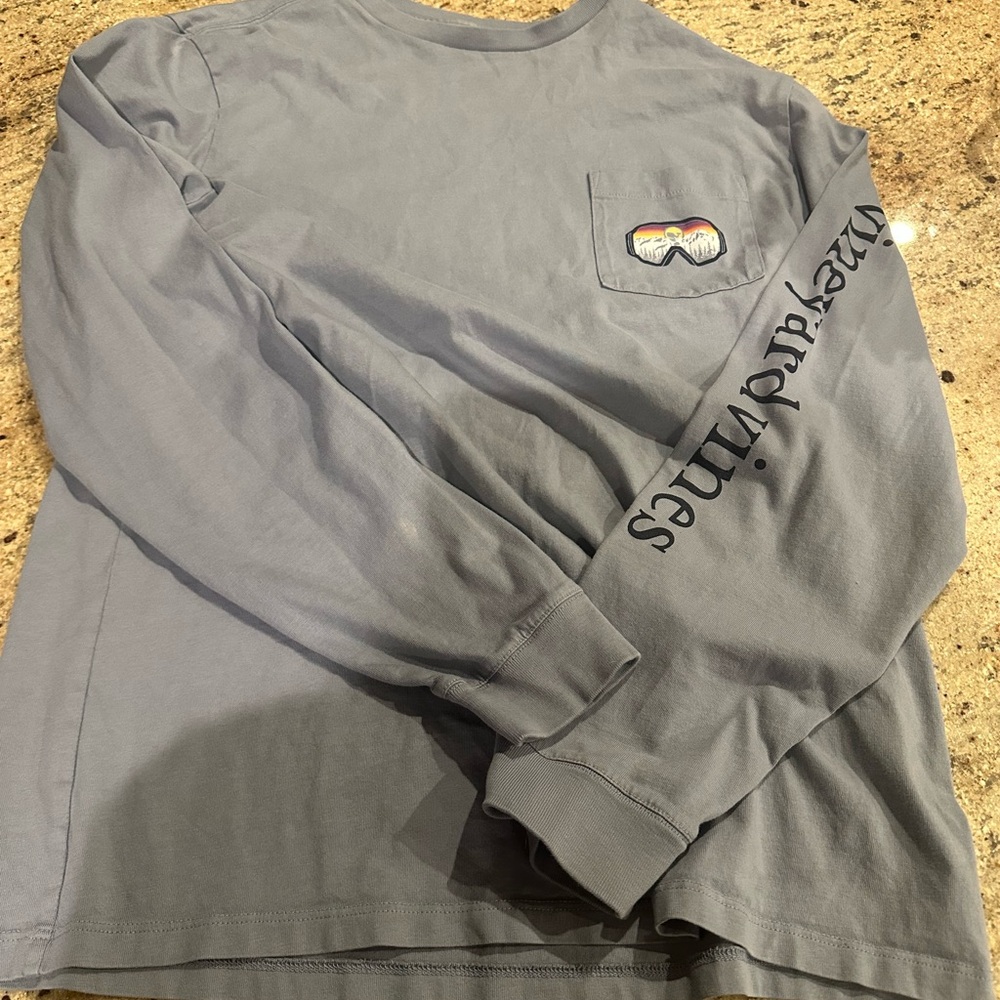Light Blue Long Sleeve Shirt with Graphic-Size Small